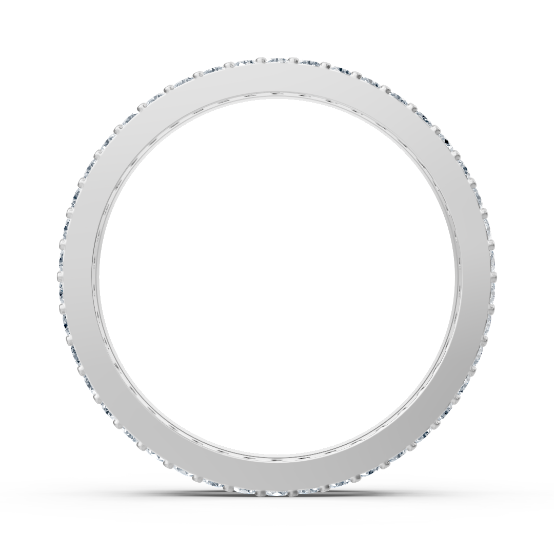 Bague classique en or blanc avec 42 diamants de laboratoire taille ronde