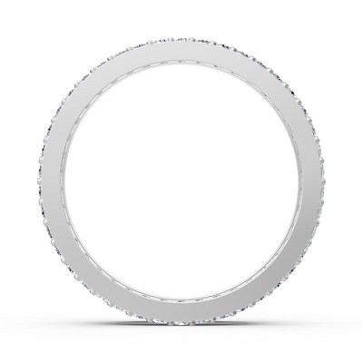 Bague classique en or blanc avec 42 diamants de laboratoire taille ronde