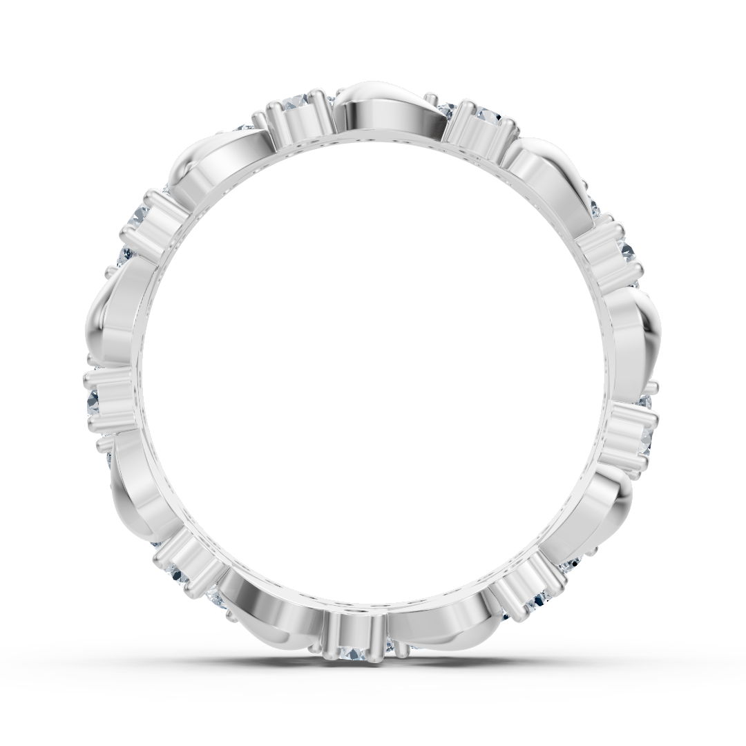 Romantic white gold ring with a heart design and 49 lab-grown diamonds – high-quality Jewelry from Rosy Lab Diamonds
