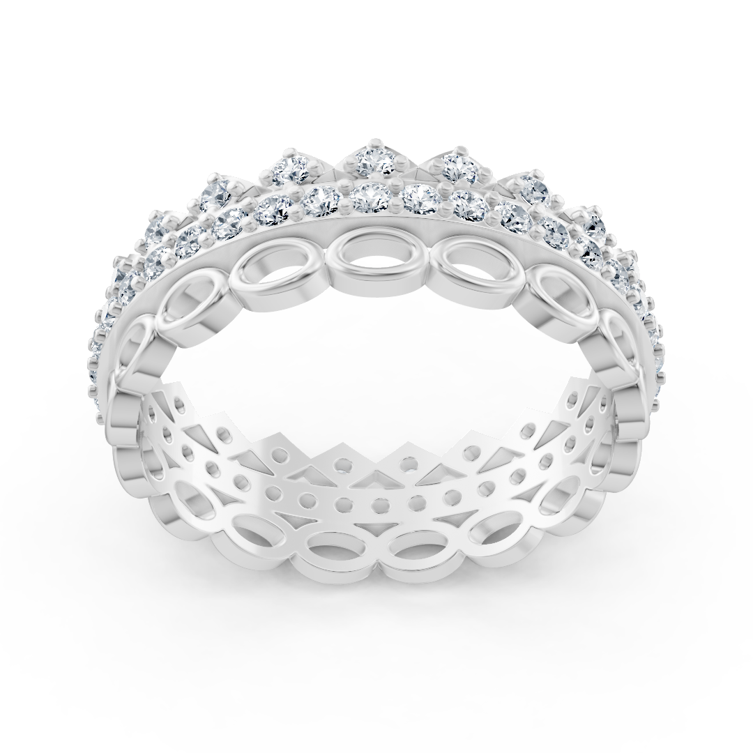 Bague en or blanc avec structure circulaire et 59 diamants de laboratoire – Bijoux haut de gamme de Rosy Lab Diamonds
