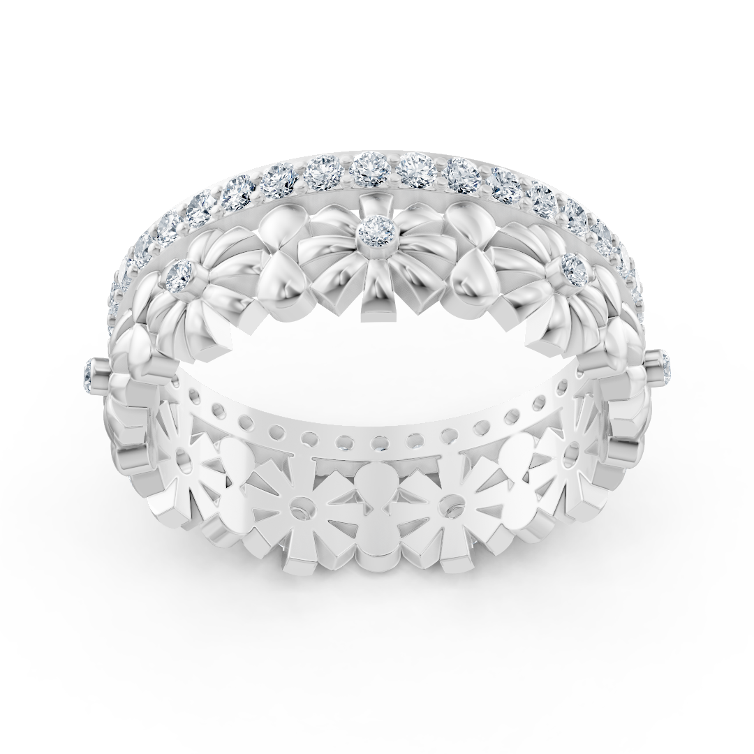 Ring mit Diamant & Labordiamanten in 14K Weißgold | Rosy – hochwertiger Schmuck von Rosy Lab Diamonds