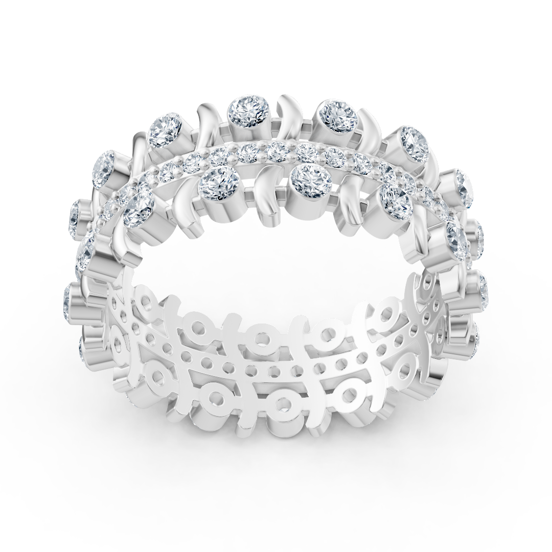 White gold ring with a double row of lab-grown diamonds – high-quality Jewelry from Rosy Lab Diamonds