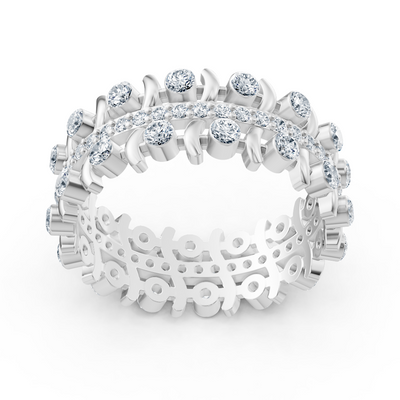 Noble diamond rank ring - 14K white gold, approx. 0.74 carat