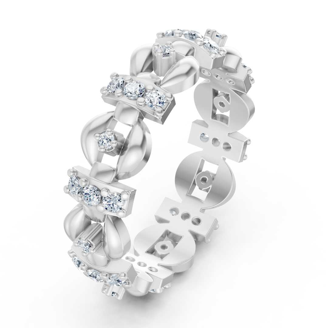 Ring mit Diamant & Labordiamanten in 14K Weißgold | Rosy – hochwertiger Schmuck von Rosy Lab Diamonds