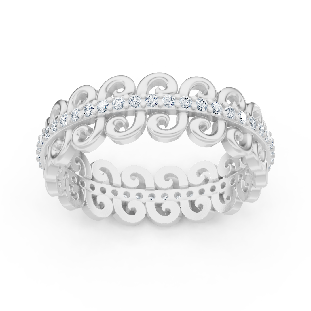 Bague diamant en forme de feuille en or blanc 585 avec 64 diamants de laboratoire – 0,384 ct