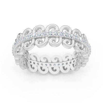 Bague diamant en forme de feuille en or blanc 585 avec 64 diamants de laboratoire – 0,384 ct