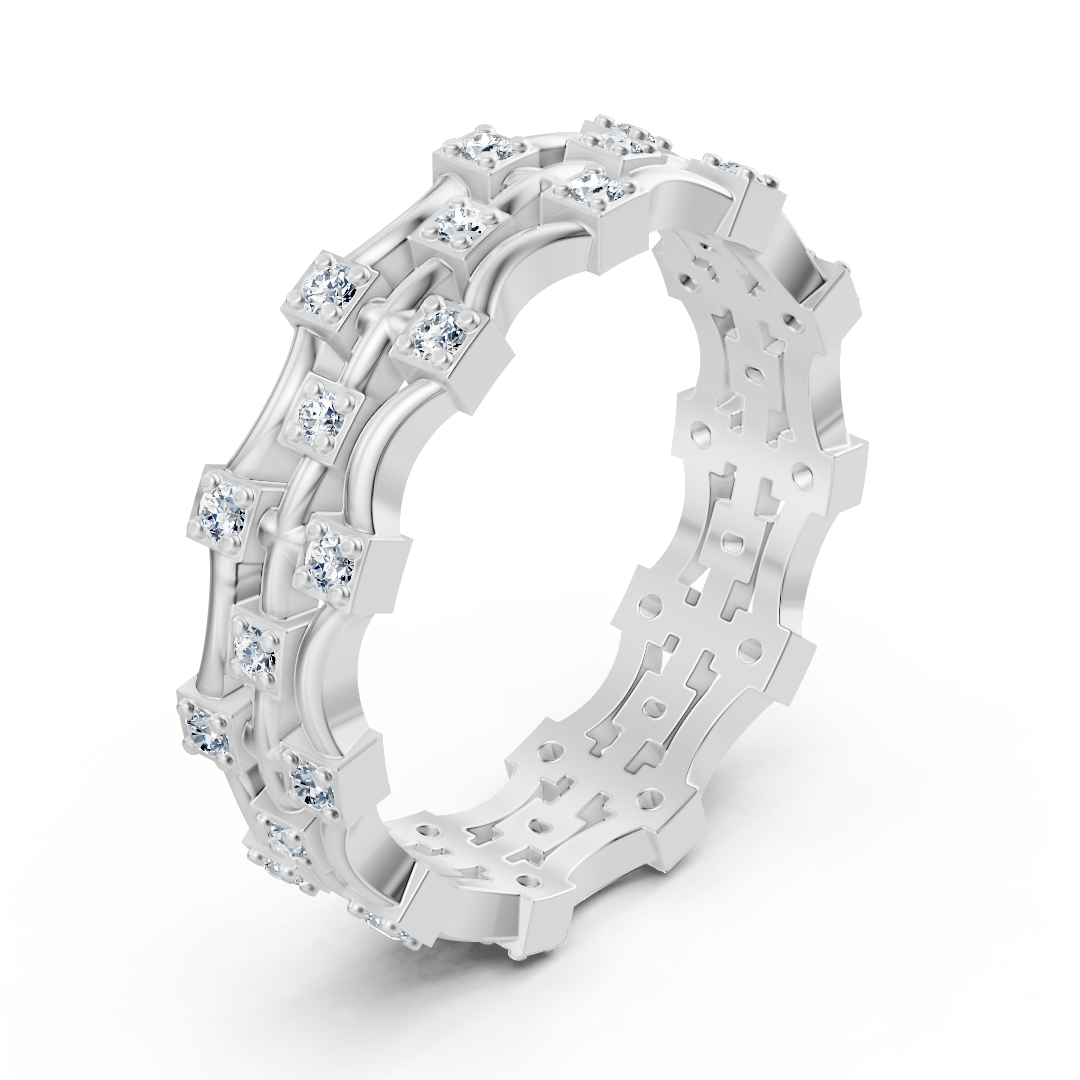 Ring mit Diamant & Labordiamanten in 14K Weißgold | Rosy – hochwertiger Schmuck von Rosy Lab Diamonds