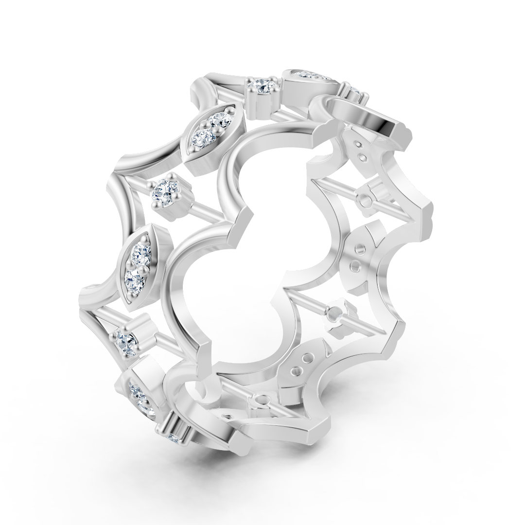 Open Diamond ring in White Gold with floral elements - 0.272 carats - high-quality Jewelry by Rosy Lab Diamonds