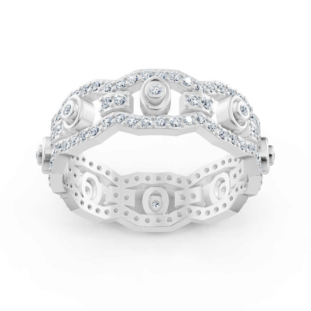 Bague diamant étincelante en or blanc avec triple sertissage – 0,83 carat