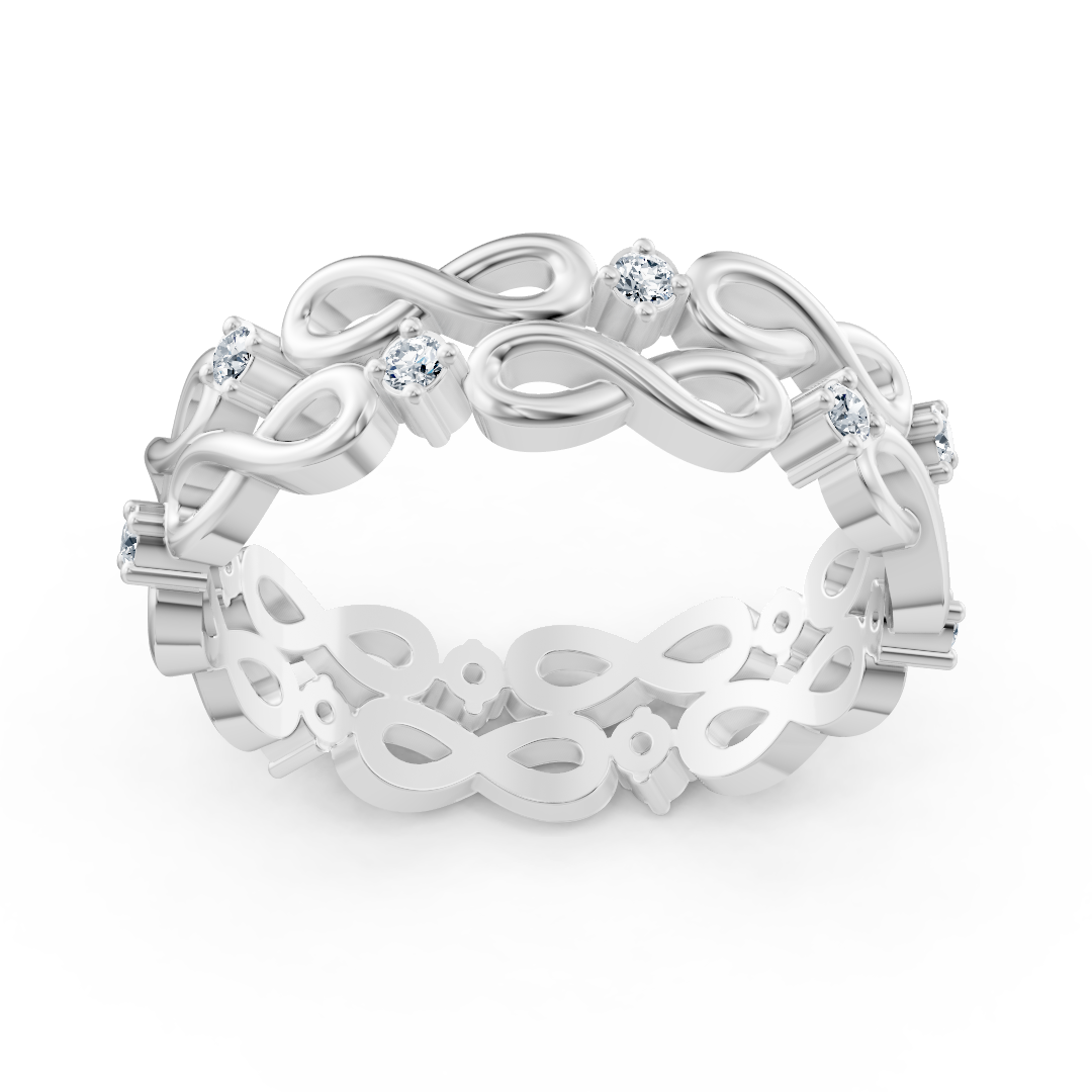 Weißgold-Ring mit Unendlichkeitssymbolen und 12 Labordiamanten - 14K - hochwertiger Schmuck von Rosy Lab Diamonds