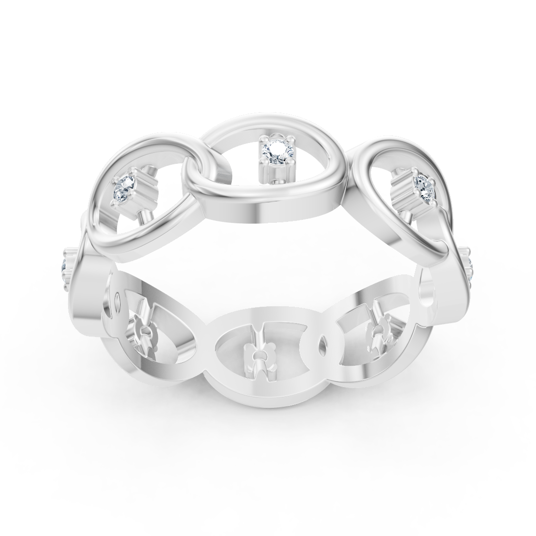 Modern ring made of 14K White Gold with 8 lab-grown diamonds - high-quality Jewelry from Rosy Lab Diamonds