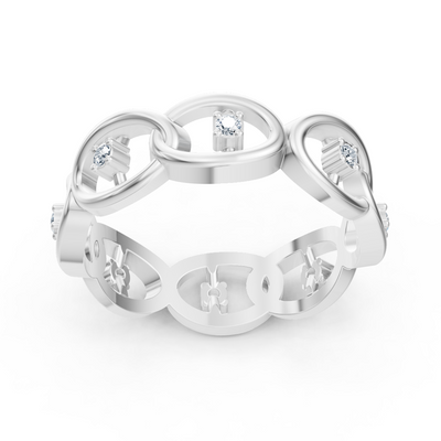 Bague moderne en or blanc 14K avec 8 diamants de laboratoire