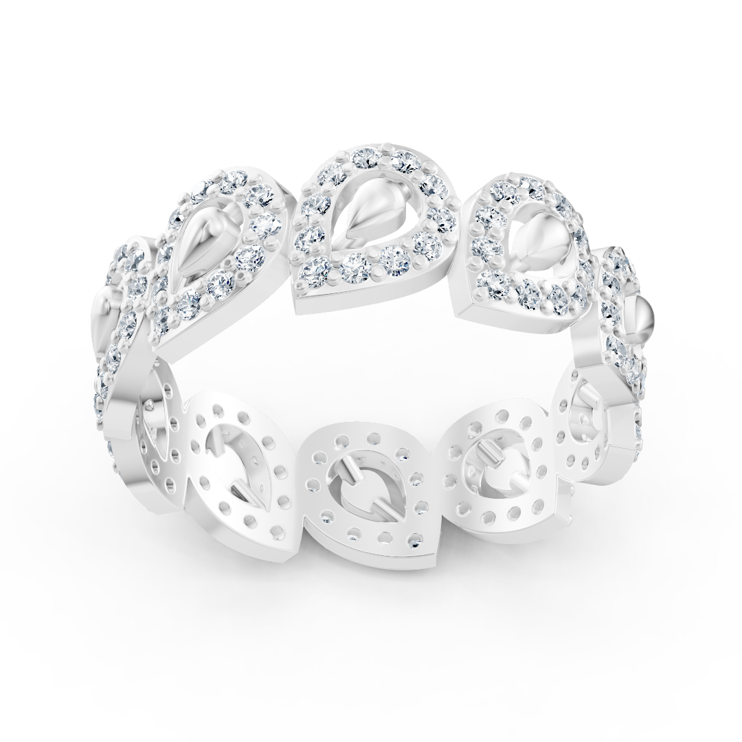 Bague diamant en forme de larme luxueuse en or blanc 14 carats avec diamants de laboratoire