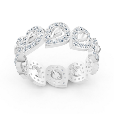 Bague diamant en forme de larme luxueuse en or blanc 14 carats avec diamants de laboratoire