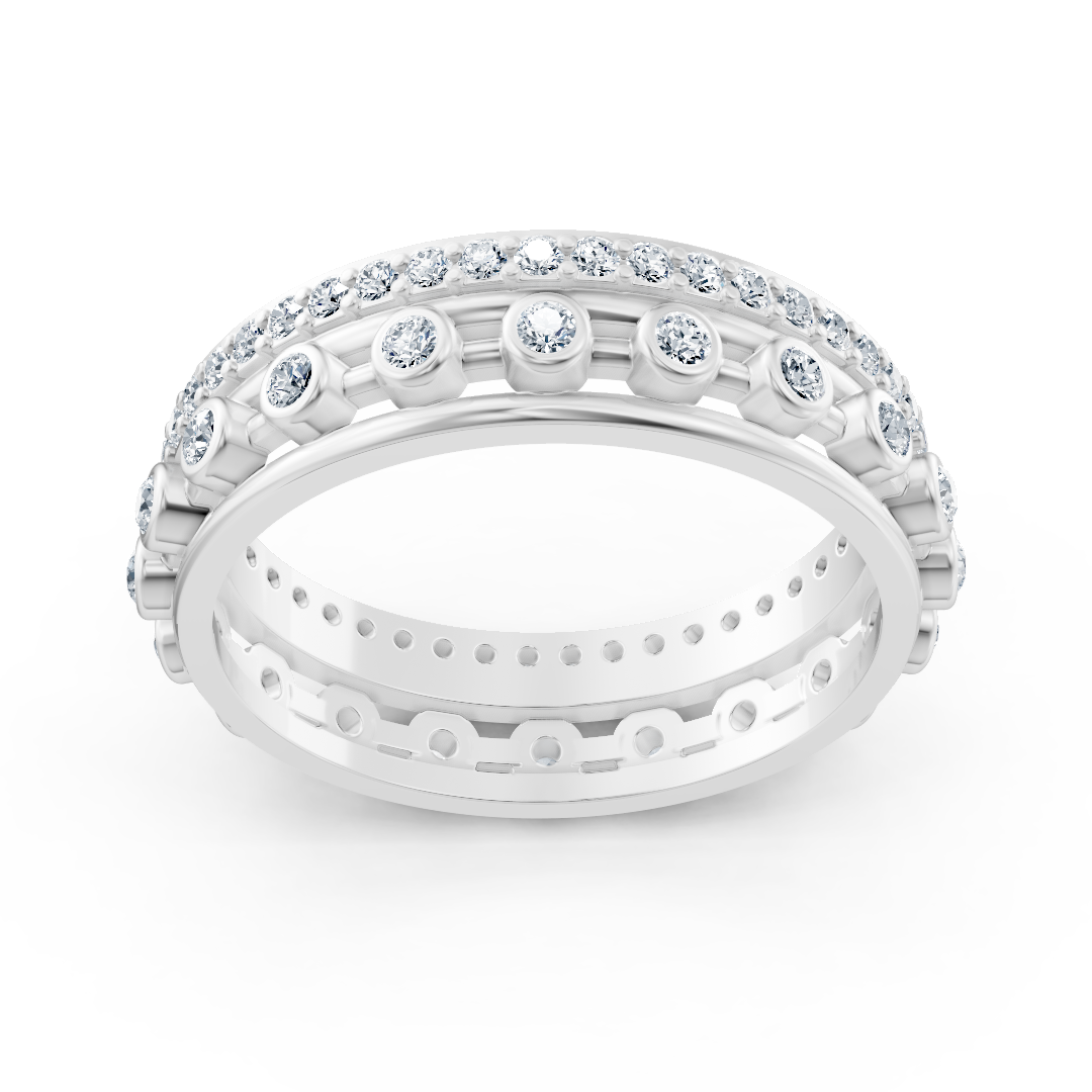 Bague à double anneau en or blanc avec diamants de laboratoire – Bijoux haut de gamme de Rosy Lab Diamonds