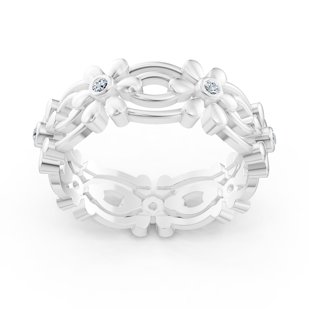 Bague fleur en or blanc avec diamants de laboratoire – bijoux haut de gamme de Rosy Lab Diamonds