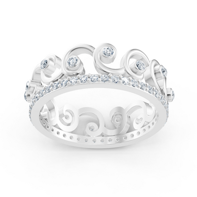 Weißgoldring mit Labordiamanten und Ornamentstruktur