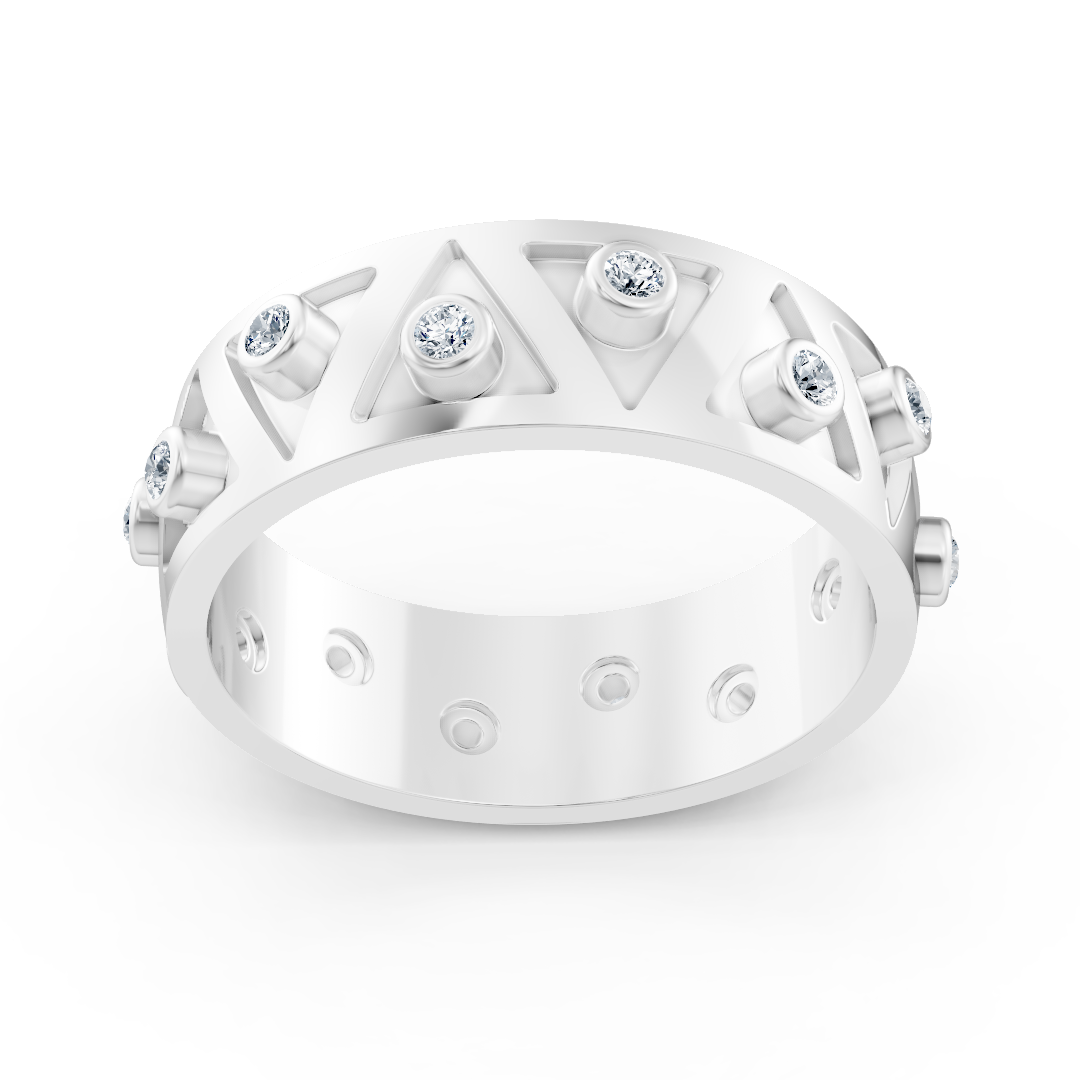 Birgie 14K White Gold Diamond Zigzag Ring - Modern Swing