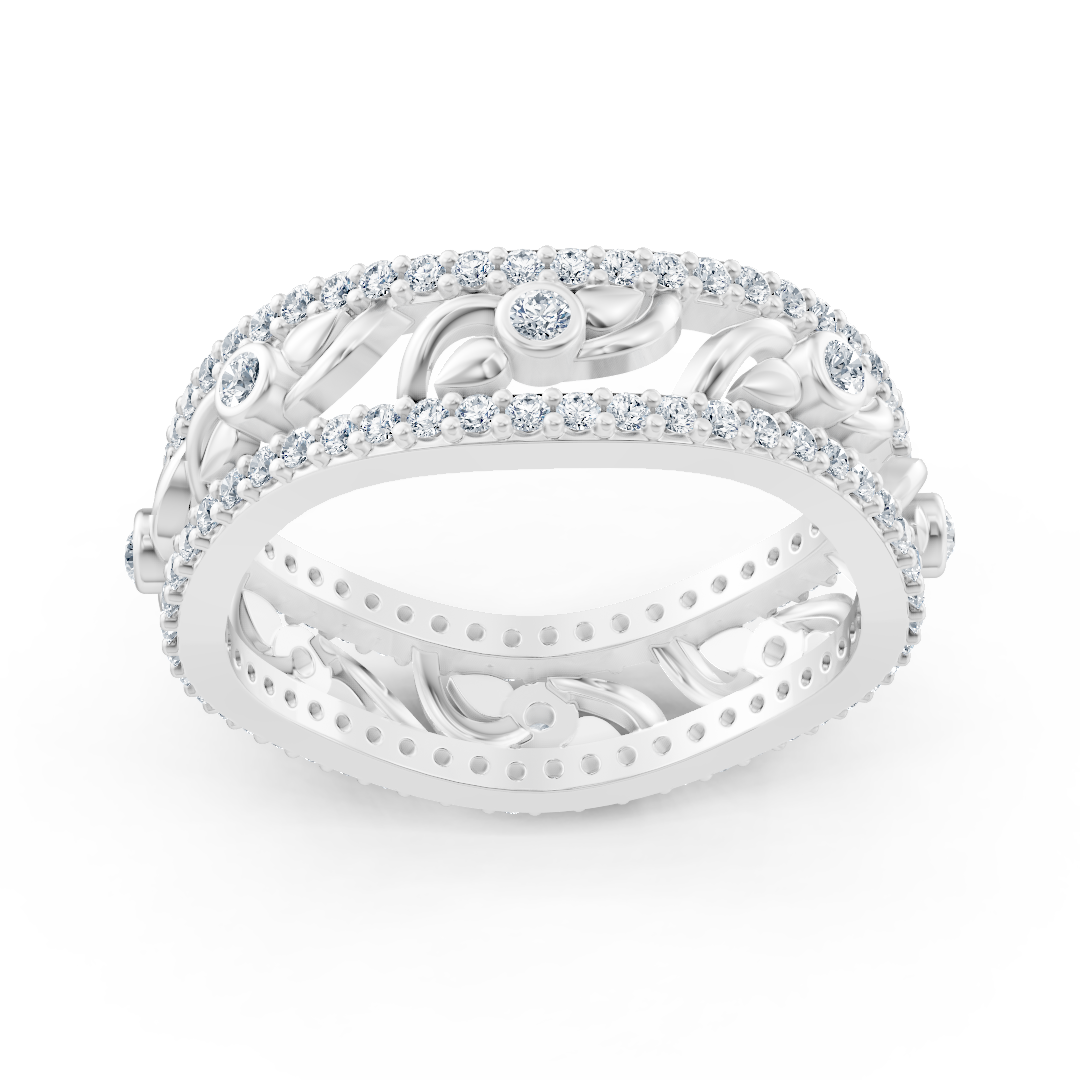 Bague en or blanc avec structure florale et diamants de laboratoire - des Bijoux haut de gamme de Rosy Lab Diamonds