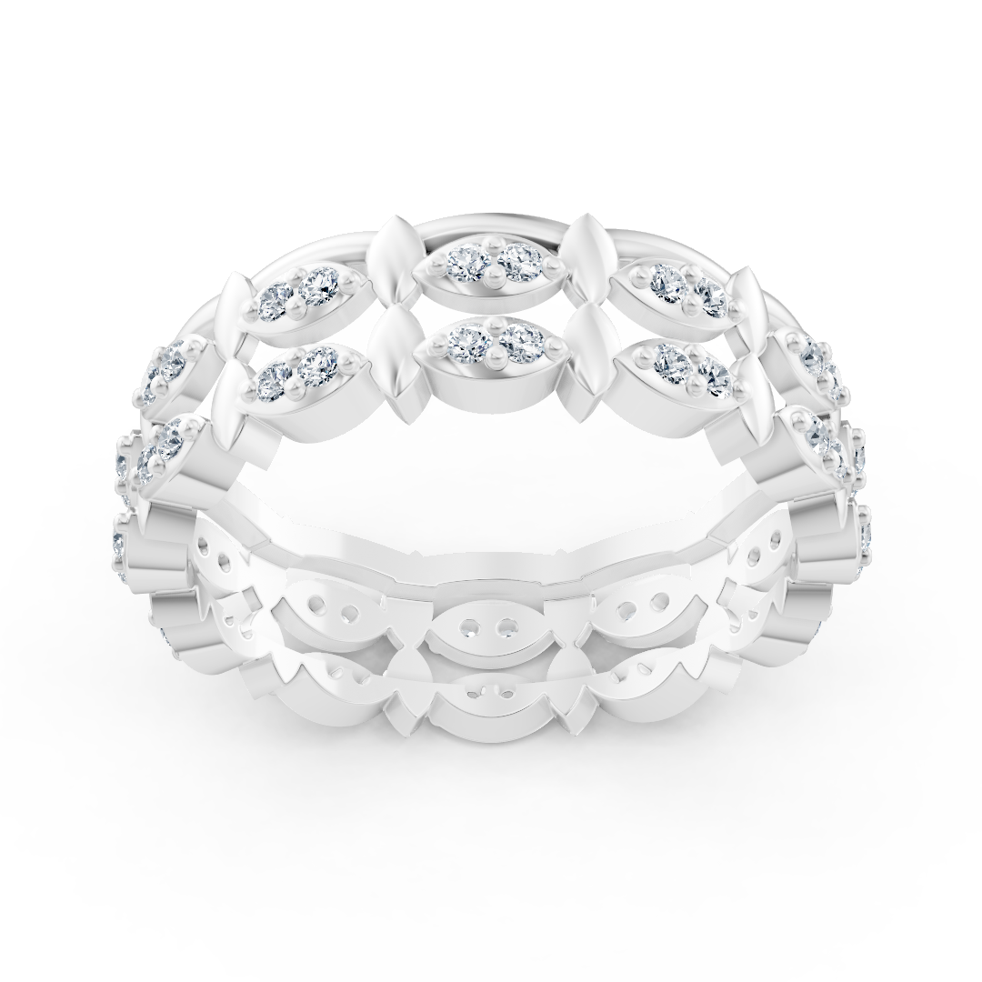 Weißgoldring mit marquisenförmigen Elementen und Labordiamanten - hochwertiger Schmuck von Rosy Lab Diamonds