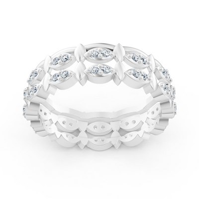 Birgie 14K White Gold Diamond Eternity Ring - Timeless Marquise Elegance