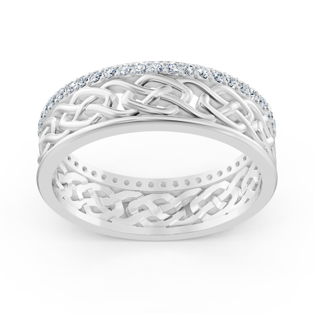 Braided white gold ring with lab-grown diamonds – high-quality Jewelry from Rosy Lab Diamonds