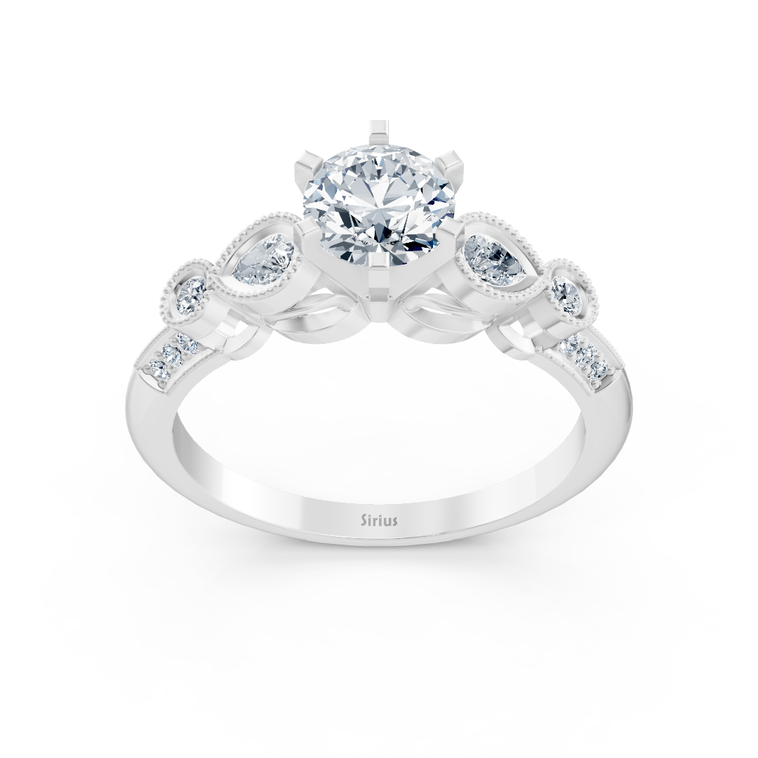 Ring mit Diamant & Labordiamanten in 14K Weißgold | Rosy – hochwertiger Schmuck von Rosy Lab Diamonds