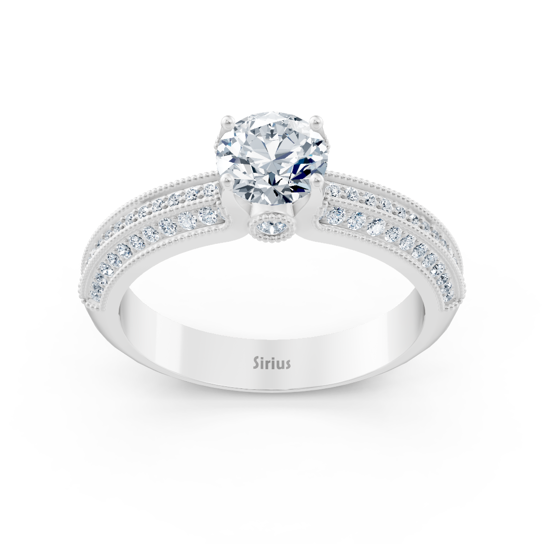 Magnificent white gold ring with brilliant pavé and central lab diamond