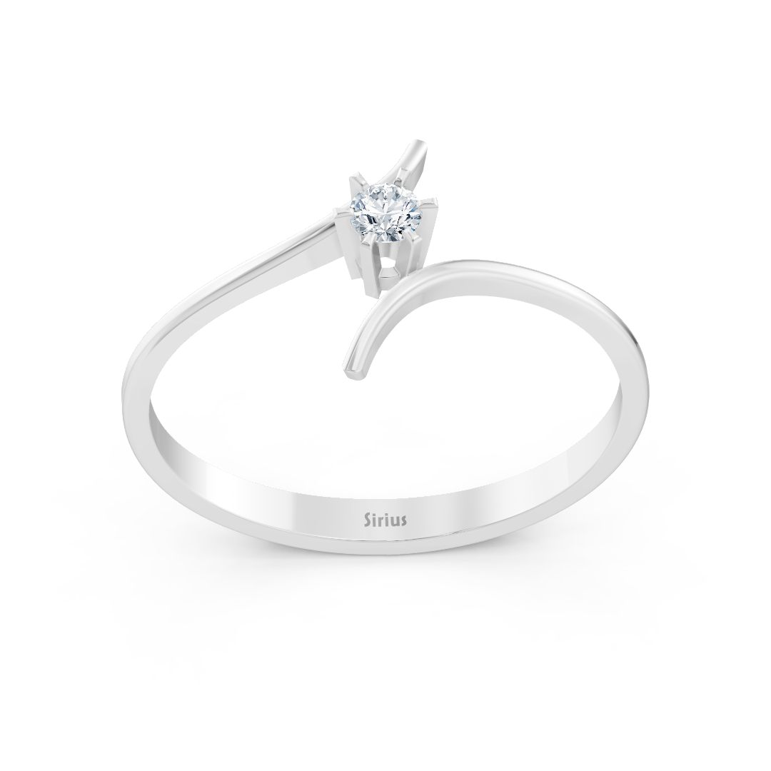 Elegant White Gold solitaire ring with round diamond – 0.05 ct – high-quality Jewelry by Rosy Lab Diamonds