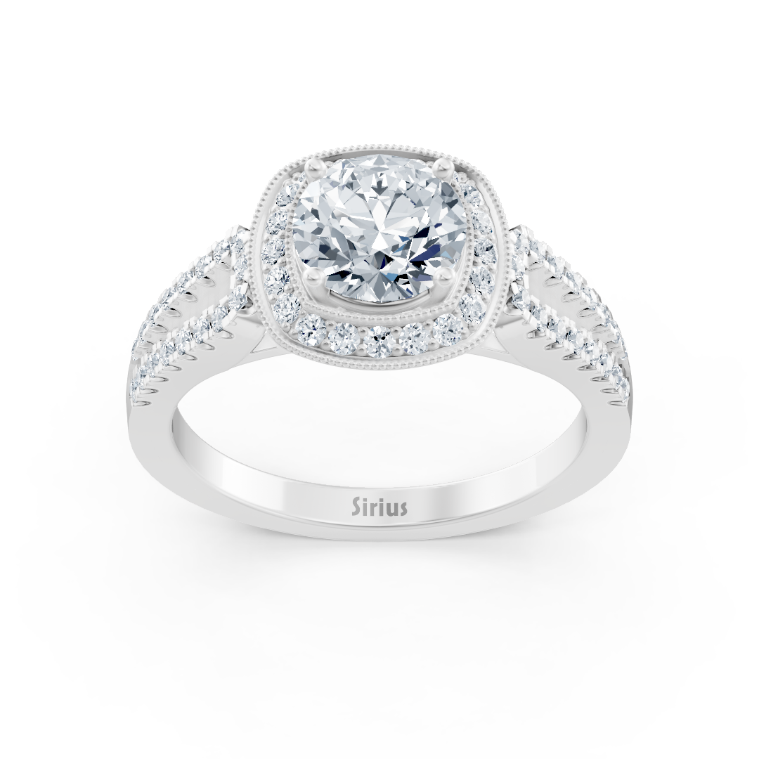 Bague de fiançailles Diamant double halo en Or Blanc 14 carats - Bijoux haut de gamme de Rosy Lab Diamonds
