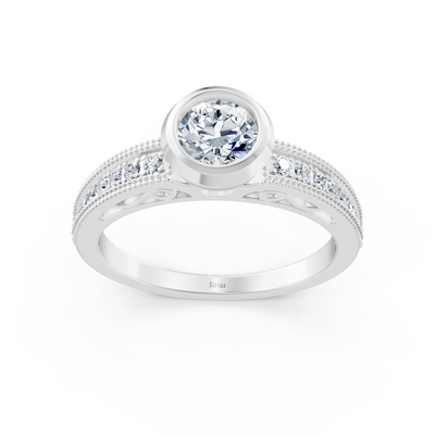 Classic solitaire diamond engagement ring in 14 carat white gold