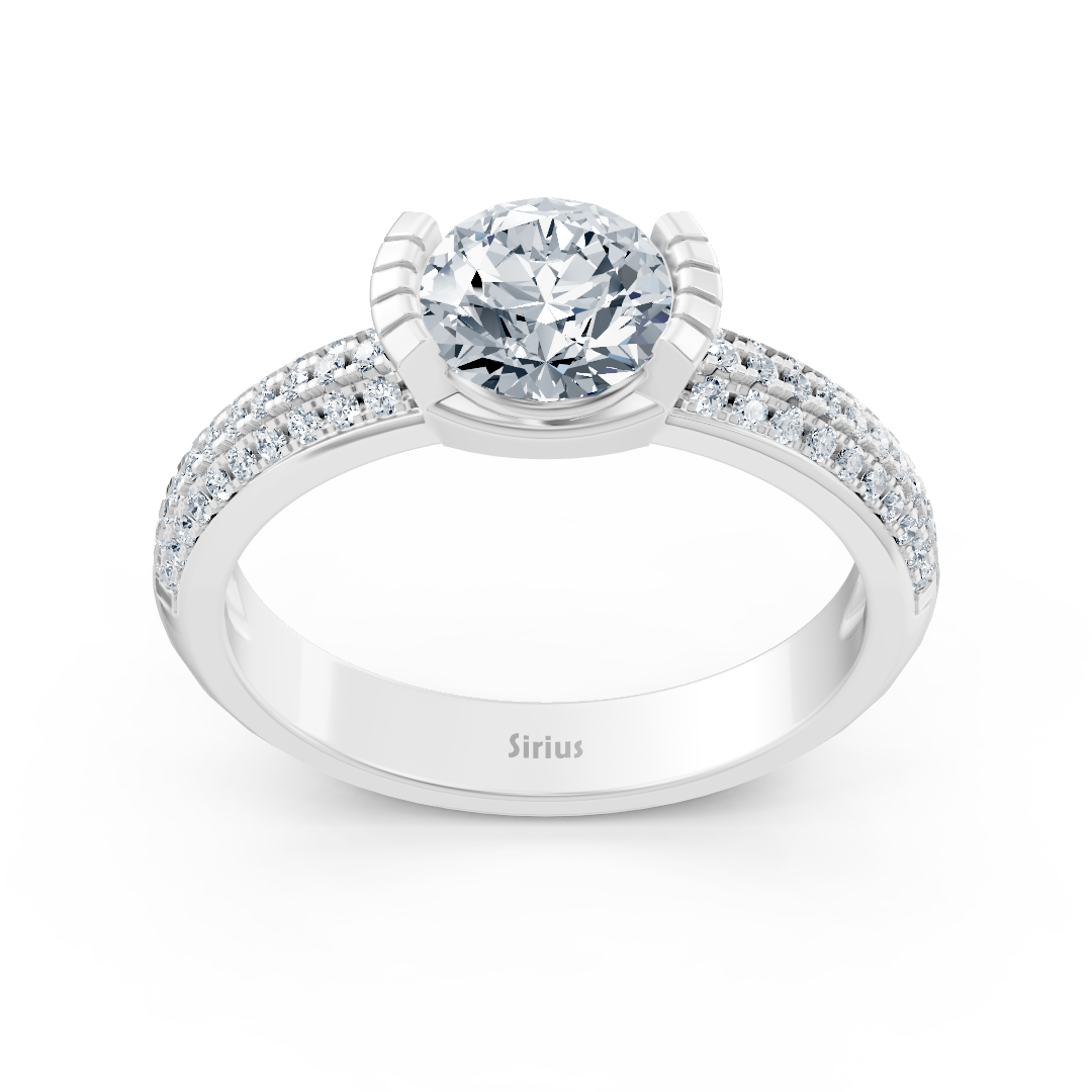 Modern white gold ring with channel setting and lab diamond