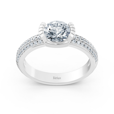 Modern white gold ring with channel setting and lab diamond