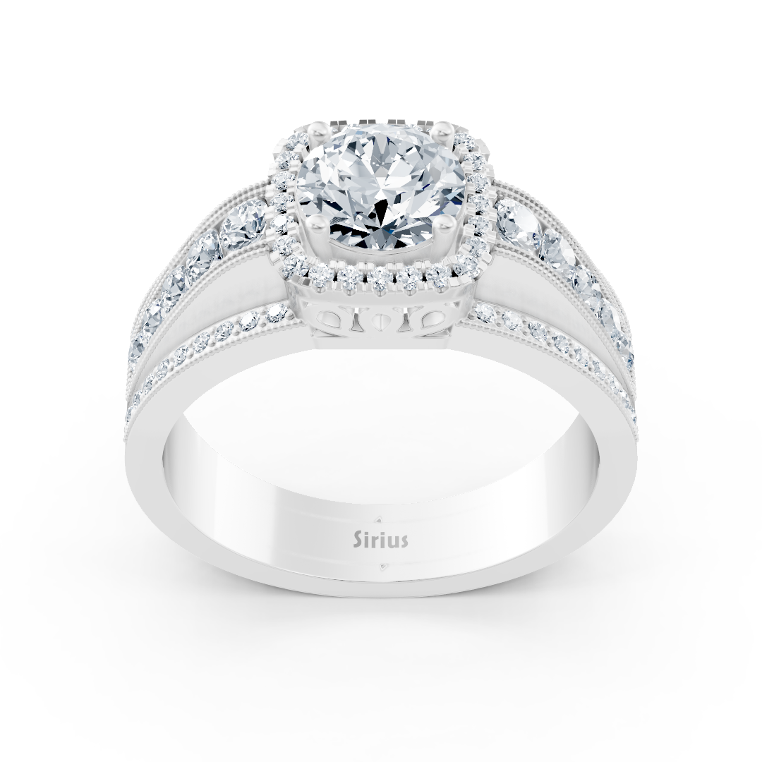 White Gold Diamond Ring with White Topaz and Pavé Shoulders - 14K - High-Quality Jewelry by Rosy Lab Diamonds