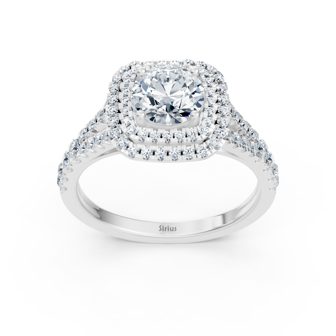 Bague de fiançailles raffinée en Or Blanc avec diamants Taille Brillant Rond – 14 K – Bijoux haut de gamme de Rosy Lab Diamonds