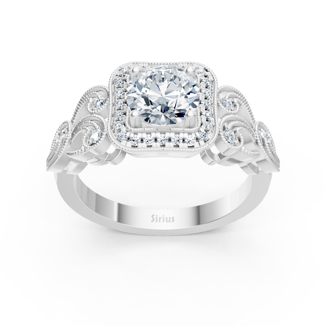 Verspielter Diamantring aus Weißgold mit Rundschliff – 14K