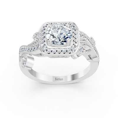 Weißgoldring im Barock-Stil mit Diamanten – 14K Verlobungsring