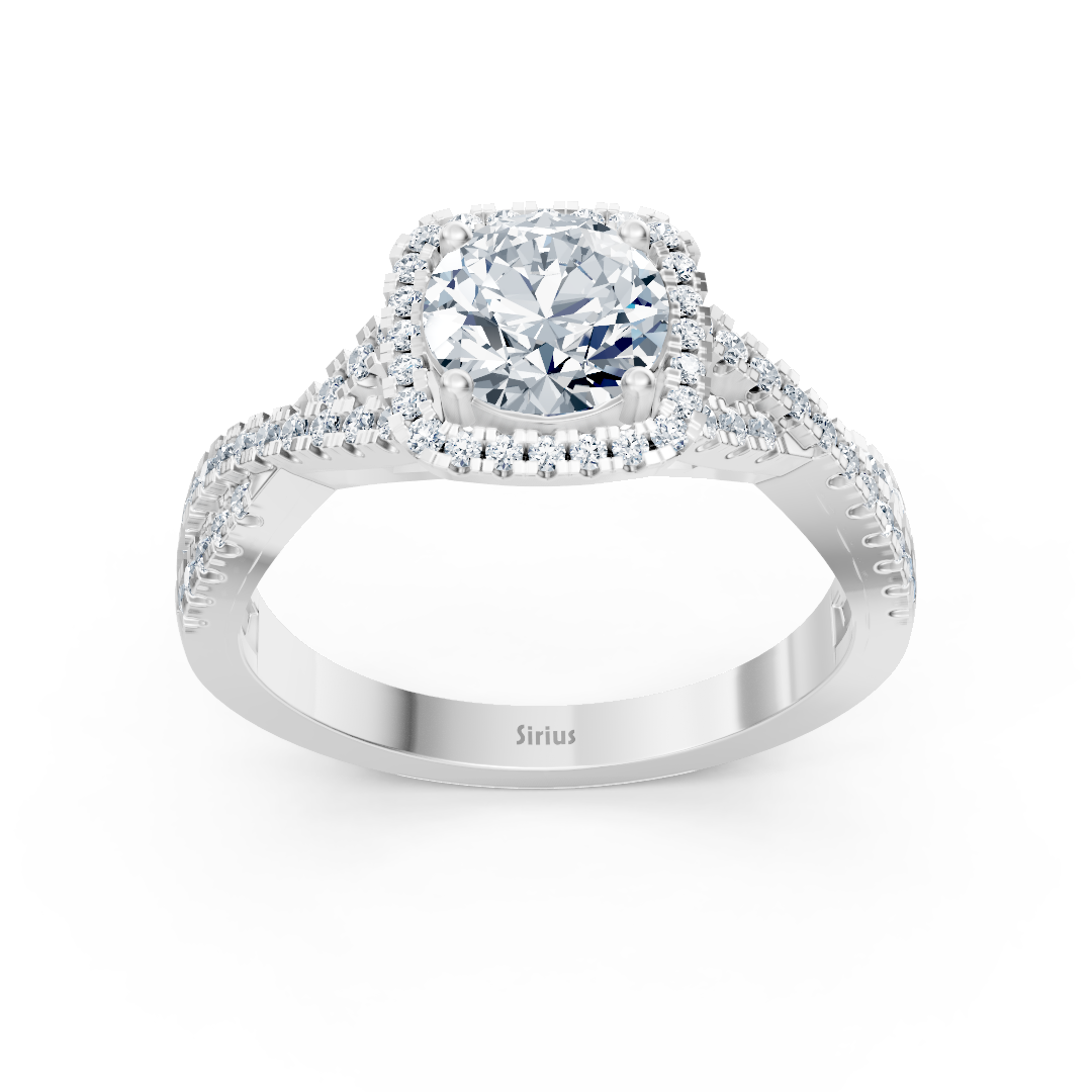 Elegant 14K White Gold Diamond Ring with a three-row Pavé Setting – high-quality Jewelry by Rosy Lab Diamonds