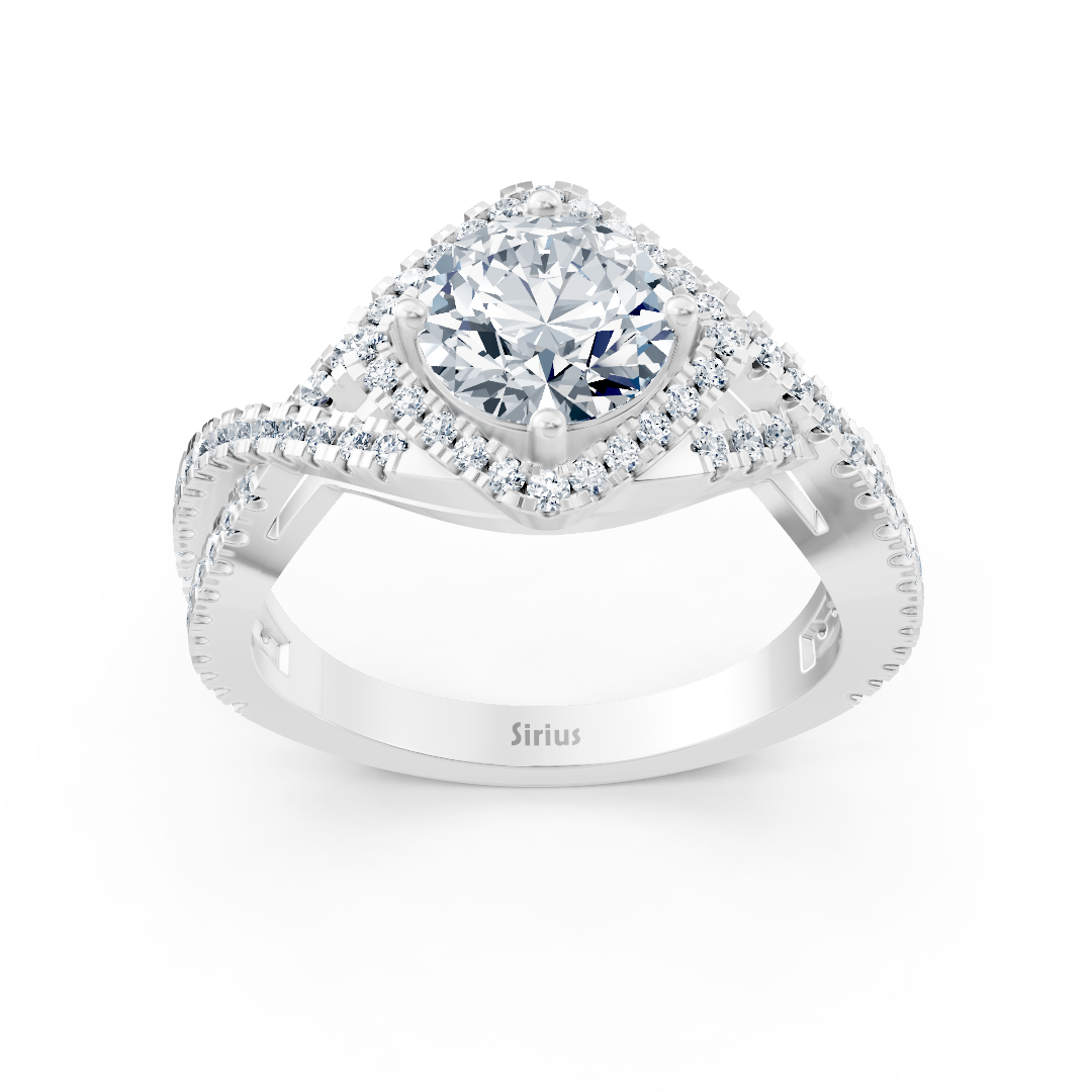 Bague en Or Blanc avec anneau entrecroisé et topaze blanche – Diamants de laboratoire – Bijoux haut de gamme de Rosy Lab Diamonds