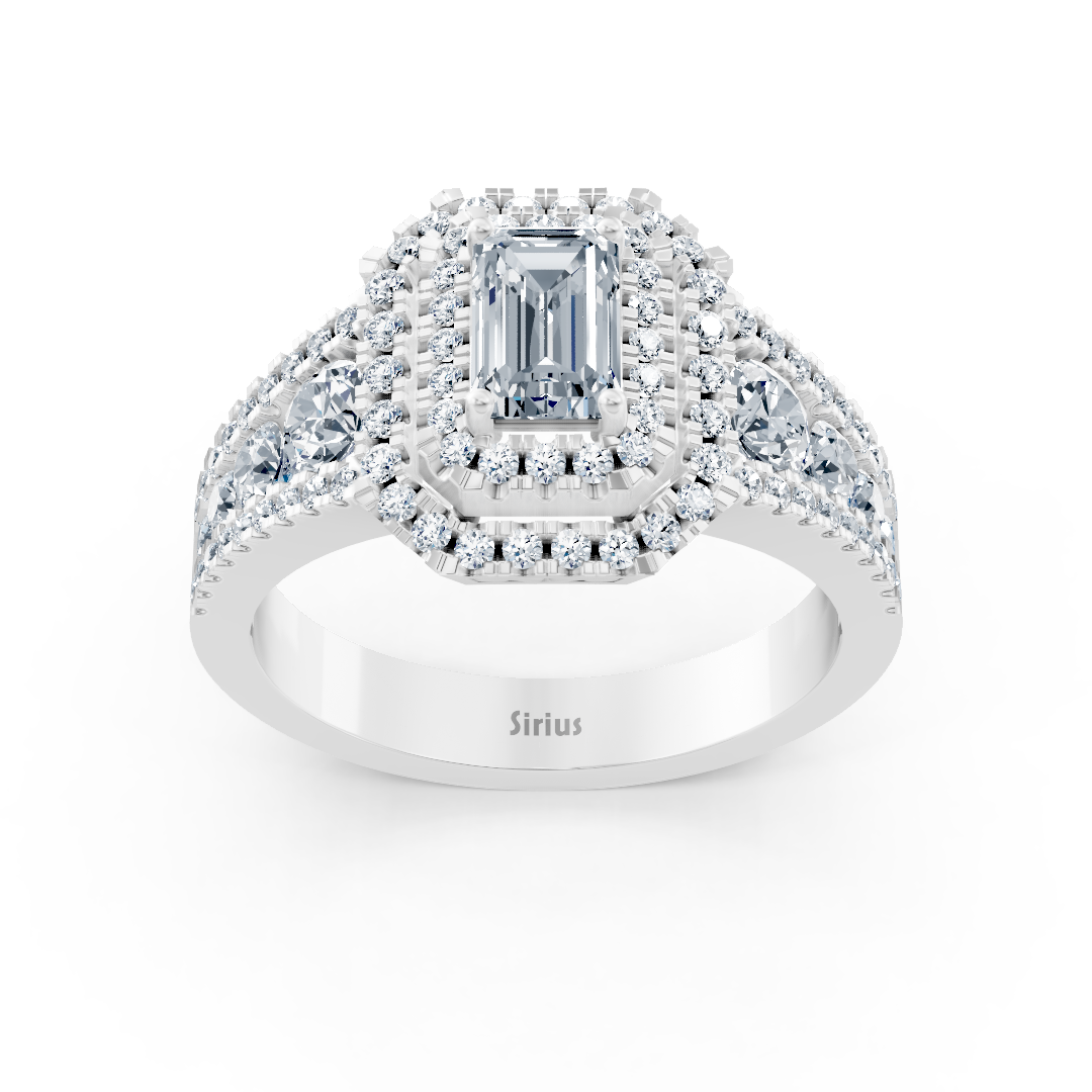 Bague en or blanc étincelant avec Saphir et diamants – Bijoux haut de gamme de Rosy Lab Diamonds
