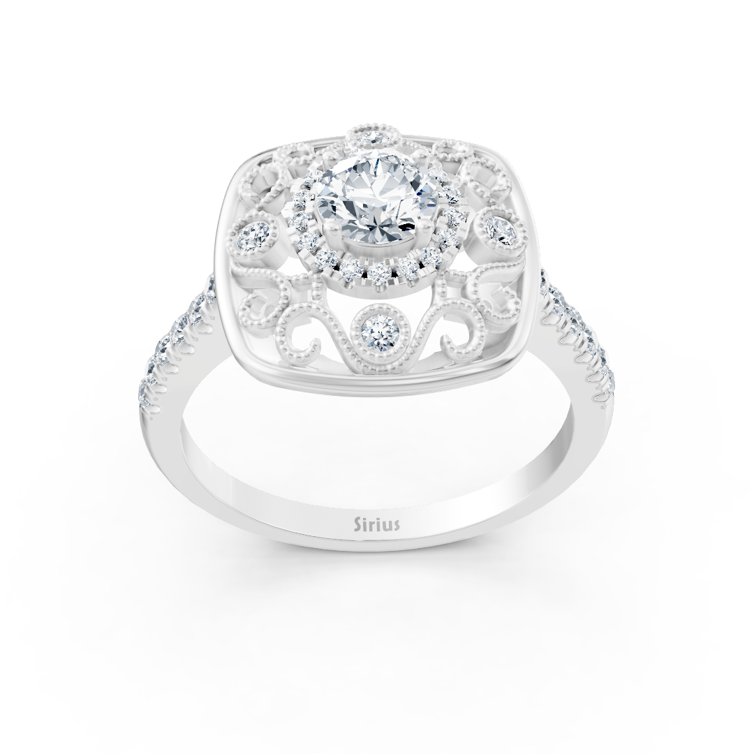 Laboratuvar pırlantalı vintage tarzı Beyaz Altın yüzük - Rosy Lab Diamonds’tan yüksek kaliteli Mücevher