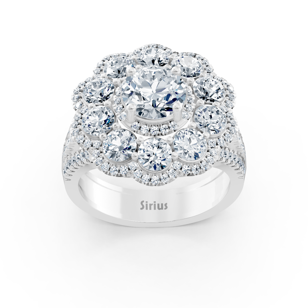 Weißgold-Cocktailring mit 4,50 ct. Labor-Diamanten & Weißtopas - hochwertiger Schmuck von Rosy Lab Diamonds