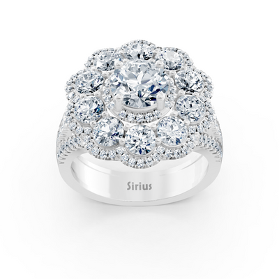 Weißgold-Cocktailring mit 4,50 ct. Labor-Diamanten & Weißtopas