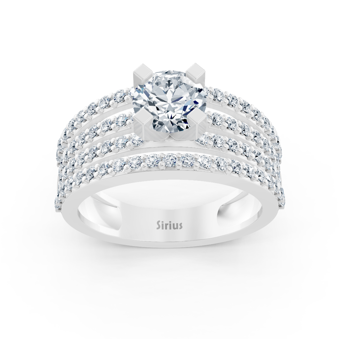 White gold ring with 1.50 ct. lab-grown diamonds in a pavé setting – high-quality Jewelry from Rosy Lab Diamonds