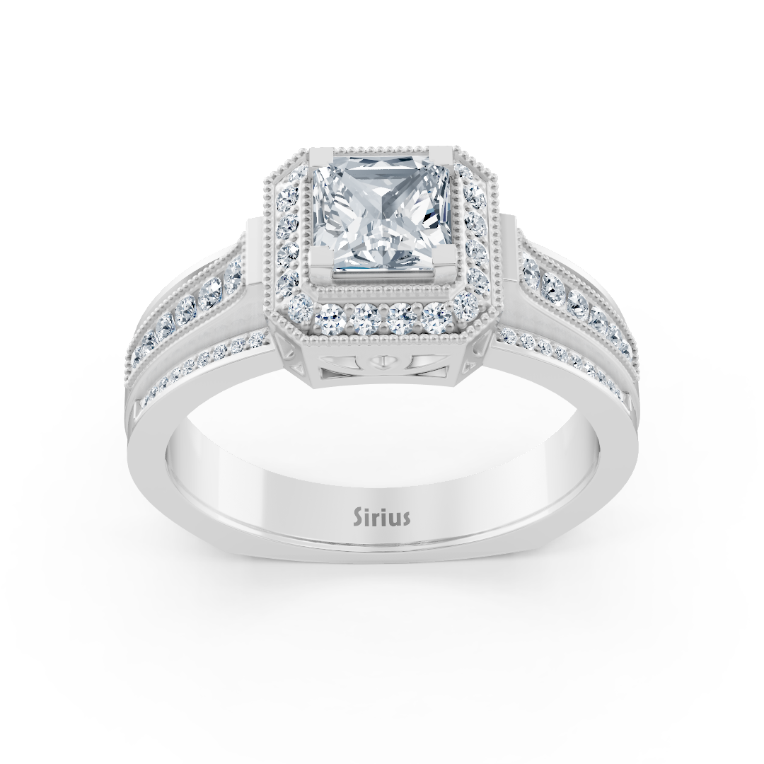 Eleganter Weißgoldring mit labordiamanten & Saphir im Prinzess-Schliff - hochwertiger Schmuck von Rosy Lab Diamonds