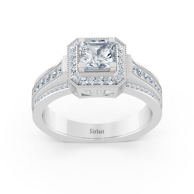 Elegant white gold side stone diamond ring