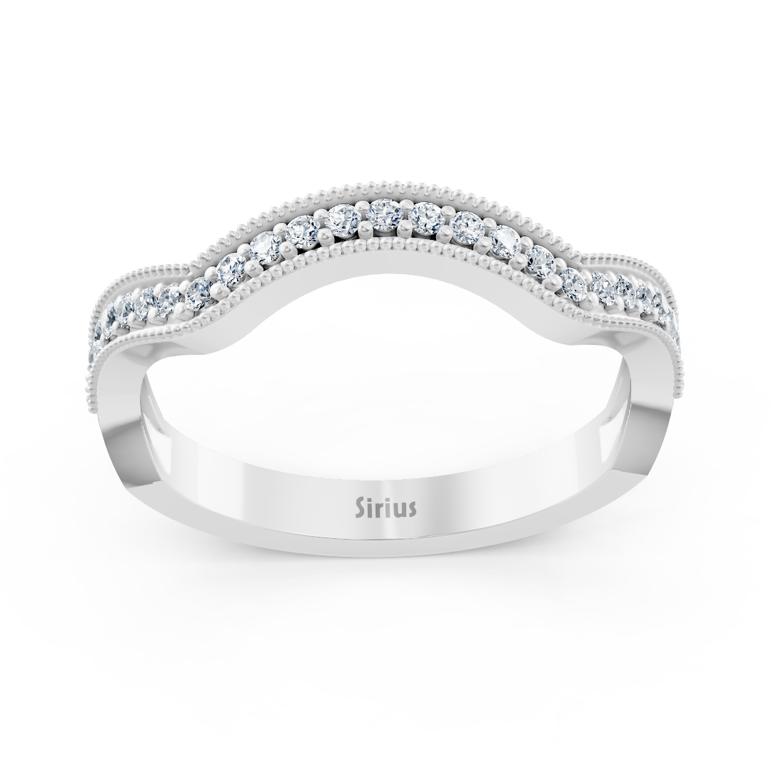 Weißgoldring mit pavégefassten labordiamanten im Wellenstil - hochwertiger Schmuck von Rosy Lab Diamonds