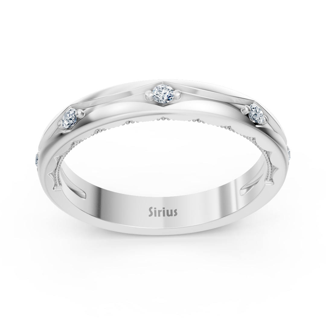 Bague en or blanc au design courbé avec des diamants de laboratoire – Bijoux haut de gamme de Rosy Lab Diamonds
