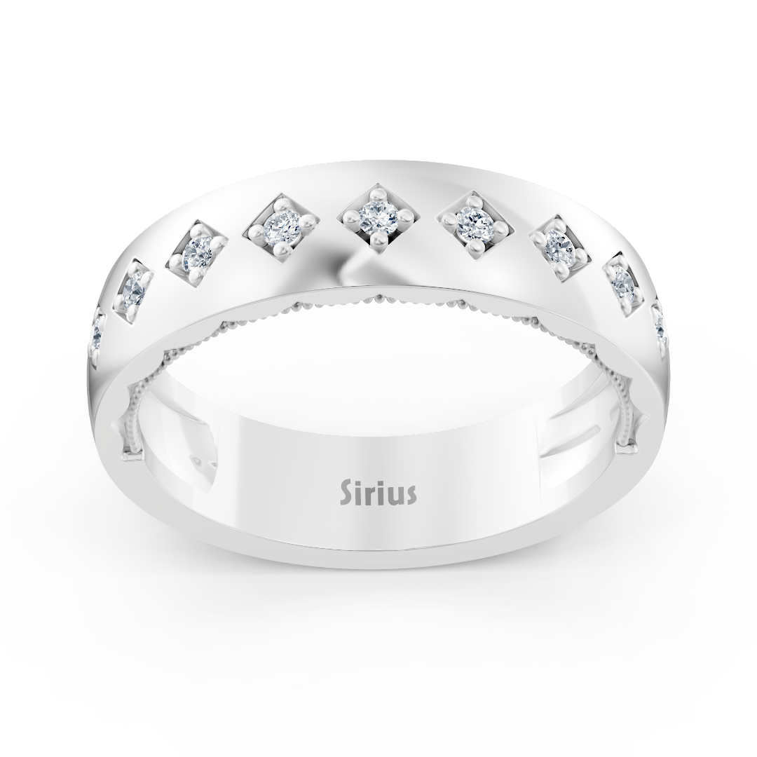 Bague en or blanc sertie de diamants de laboratoire carrés – Bijoux haut de gamme de Rosy Lab Diamonds