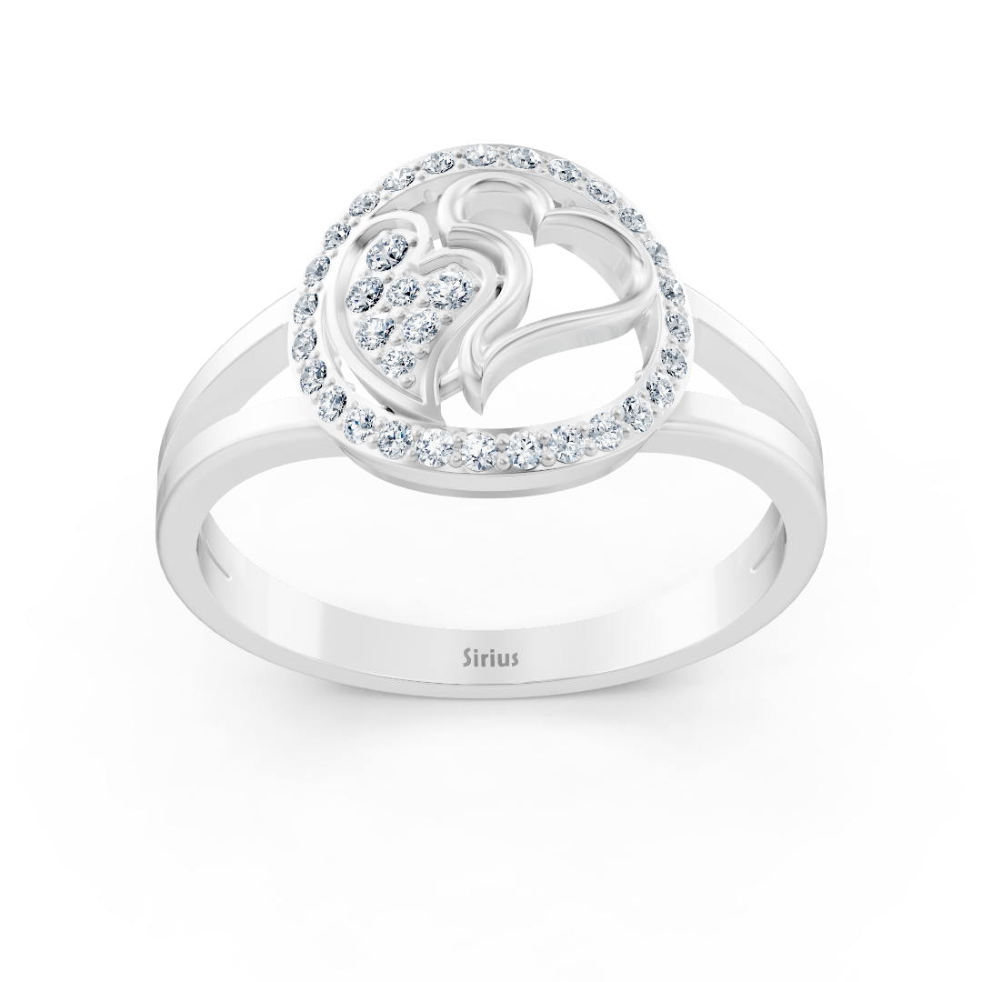 Bague en or blanc en forme de cœur avec diamants de laboratoire brillants